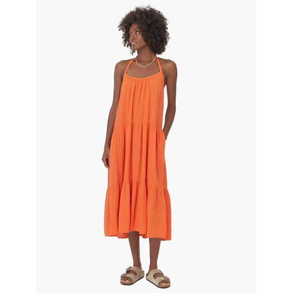 Xirena "Reagan" Orange Halter Backless Maxi Dress Size Small - Picture 1 of 6